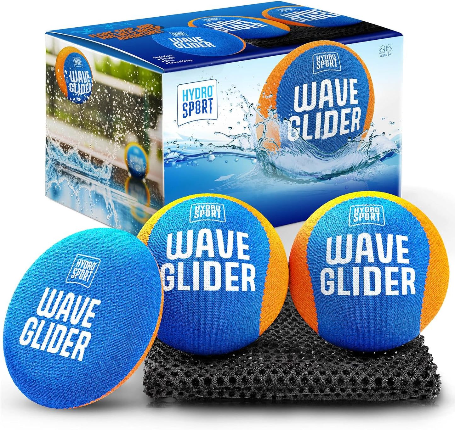 Wave Glider Water Skipping Ball Combo Set, Water Skip Sports for Beach, Pool, Ocean, Lake - Swim Travel Fun Toys & Games for Kids, Teens, Adults & Family, Swimming Walker Balls, Gifts for Boys