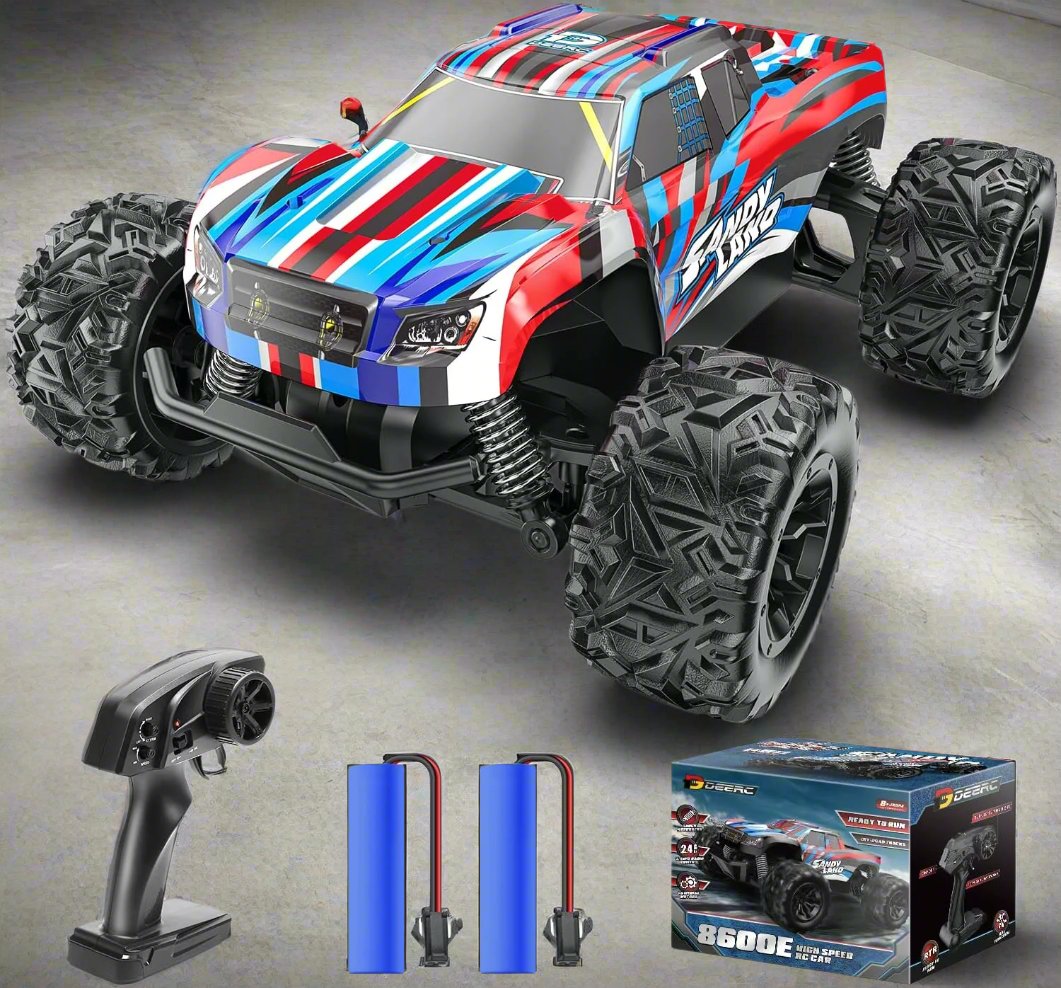 RC Cars, Best Toys Racing Car Gifts, High Speed 2.4 GHz All Terrain Remote Control Monster Truck with 2 Batteries for 40 Min Play for Boys Girls Kids Beginners - Toyigo