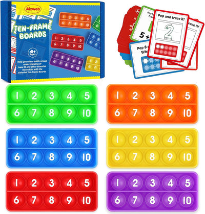 Ten-Frame Math Manipulative for Elementary, Counting Number Math Games, Montessori Educational Toy Gift for Kindergarten Classroom Kids 3 4 5 Year Old (Upgraded Version for 20 Task Cards)