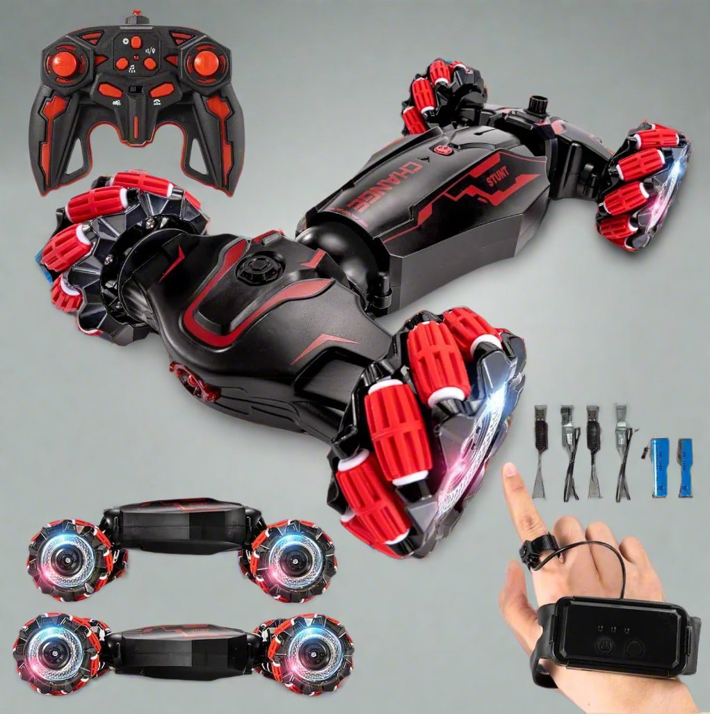 RC Stunt Car, 4WD Remote Control Car, Gesture Sensing RC Stunt Car, Double-Sided Vehicle 360ø Rotation with Light and Music,Best Birthday Gifts for Kids,RC Cars for 6-12 yr Kids - Toyigo