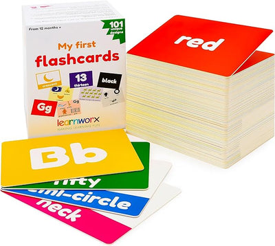 My First Flash Cards for Toddlers - 101 Cards - 202 Sides - Learn Shapes, Numbers, Colors, Body Parts, Counting, Letters & More - Fun Learning and Educational Flashcards - Toyigo