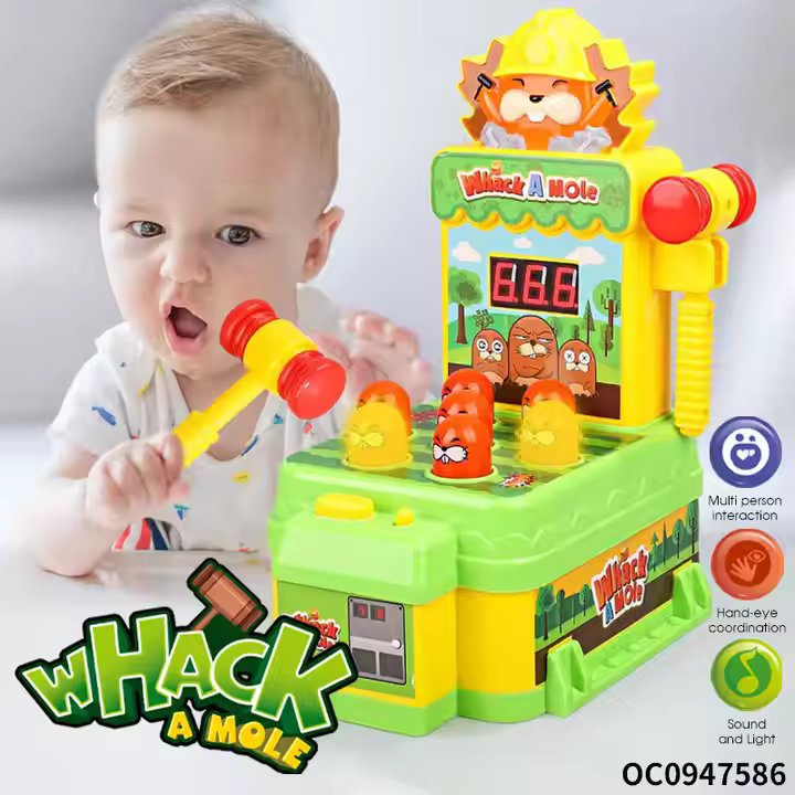 Mini Electronic Arcade Game with Hammers, Pounding Toys Toddler Toys for Boys Girls, Developmental Toy Interactive Toy with Lights Sounds