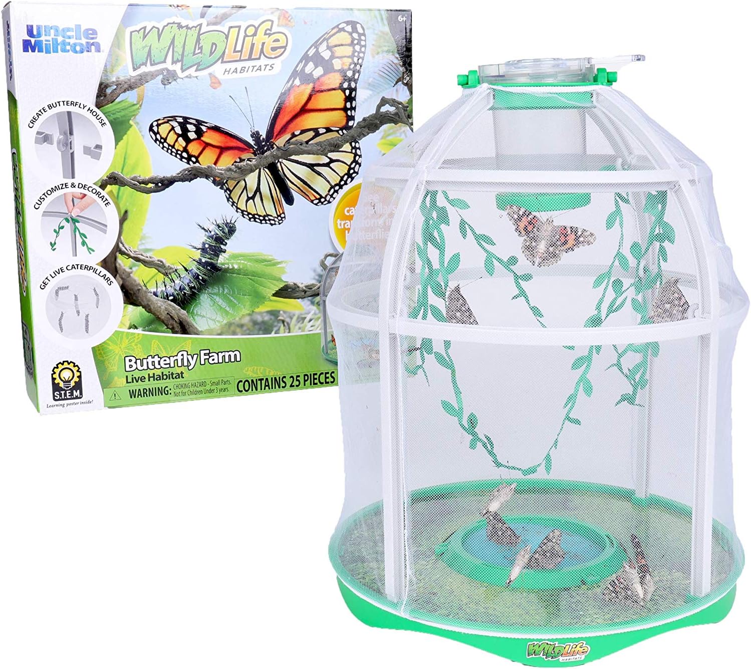 Butterfly Farm Live Habitat, Observe Caterpillars Transform Into Butterflies, STEM Toy, Great Gifts for Boys & Girls Ages 6+ - Toyigo