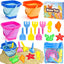 Beach Toys, Collapsible Sand Castle Toys for Beach Include 3 Pack Foldable Buckets, Shovels Molds and Storage Mash Bag for Kids 3-10, Sandbox Travel Toys for Toddlers Kids