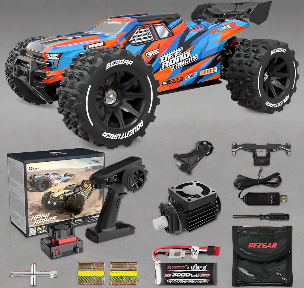 RC Trucks, 4x4 Offroad Waterproof, HP141 Fast RC Cars, Max 50MPH Brushless RC Car, 1:14 Scale RC Monster Trucks, Remote Control Cars, Hobby Off Road RC Electric Car for Kids Adults - Toyigo