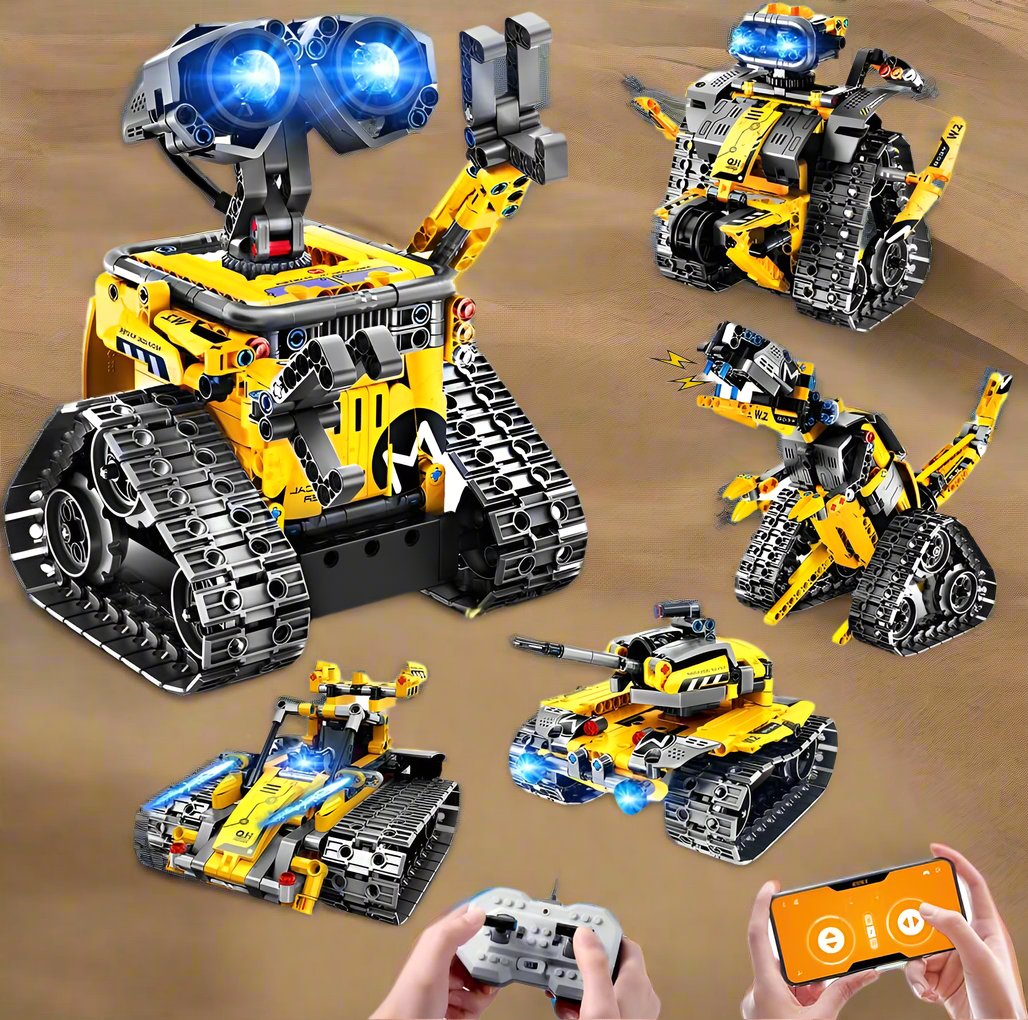 Robot Building Toys for Kids - 5 in 1 Remote & APP Controlled Building Set | RC Wall Robot/Engineer Robot/Mech Dinosaur STEM Toys for Boys Girls Age 6 7 8 9 10 11 12+ Year Old (520 Pcs) - Toyigo