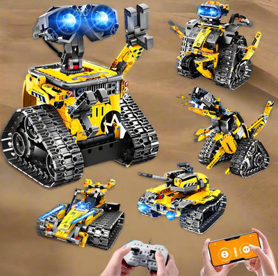 Robot Building Toys for Kids - 5 in 1 Remote & APP Controlled Building Set | RC Wall Robot/Engineer Robot/Mech Dinosaur STEM Toys for Boys Girls Age 6 7 8 9 10 11 12+ Year Old (520 Pcs) - Toyigo