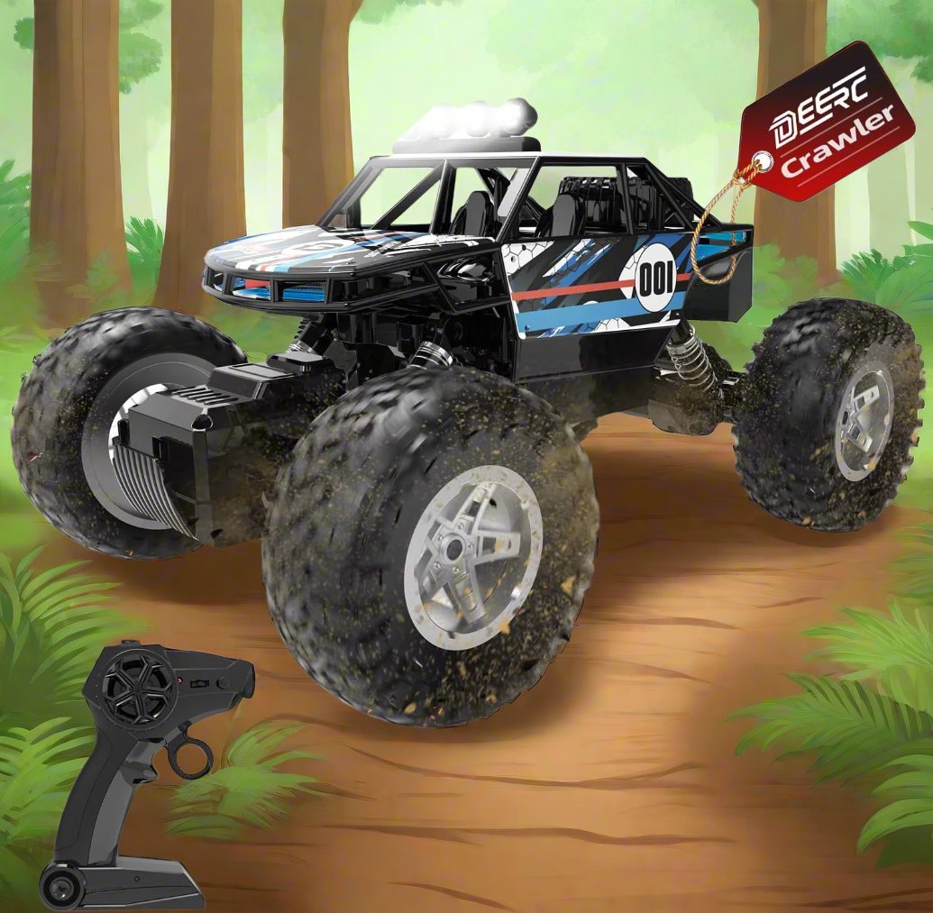 RC Cars Remote Control Car, 1:14 Remote Control Truck, 1:14 Off Road Monster Truck, Metal Shell 4WD Dual Motors LED Headlight Rock Crawler,2.4Ghz All Terrain Hobby Truck with 2 Batteries for 90 Min Play,Boy Adult Gifts - Toyigo