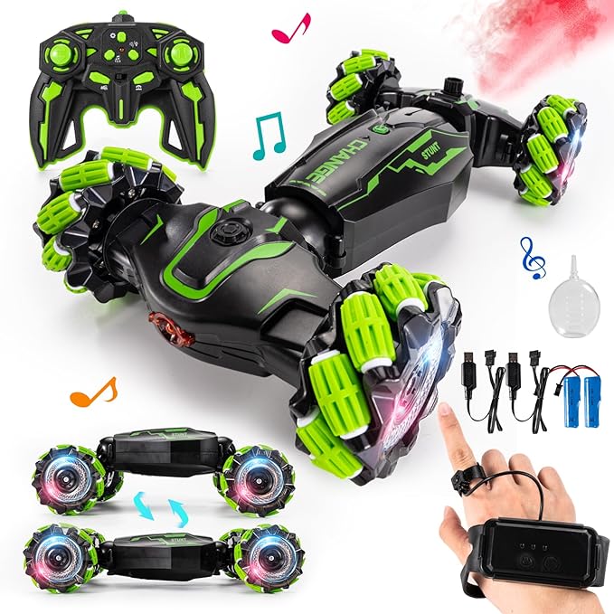 Remote Control Car, 4WD Gesture Sensing RC Stunt Car, 360ø Rotation with Light and Music, Double-Sided Vehicl, Best Birthday Gifts Kids, RC Cars for 6-12 yr Kids - Toyigo