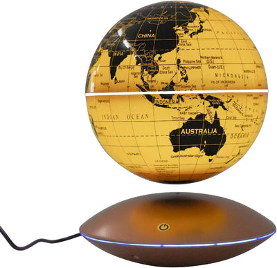 Floating Globe, Gold Levitating Globe, 360 Degree Rotation, World Map Office Decor, Led Light Base, Gift For Men Father Boys, Spinning Globe Desk Levitating Decoration