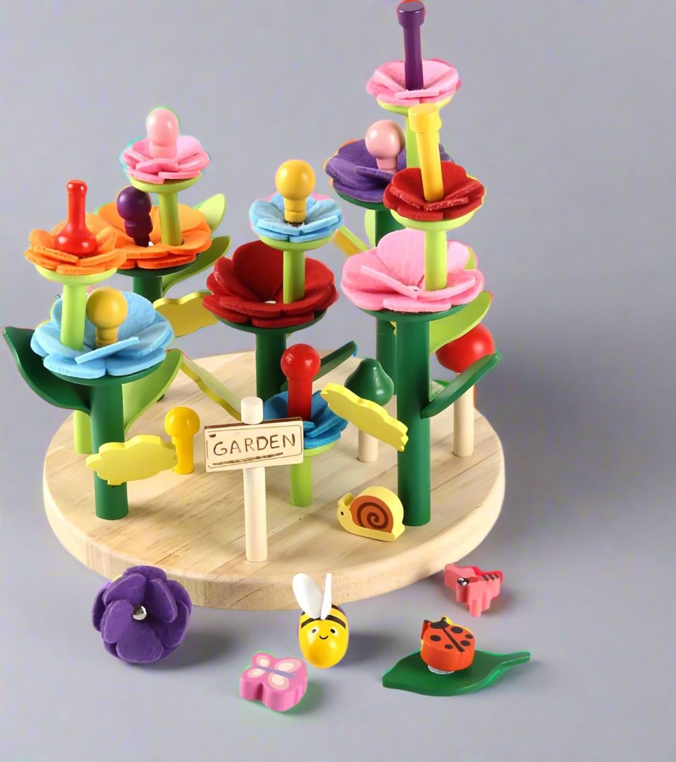 Wooden Flower Garden Building Blocks - Educational Stacking & Balancing Toy for Kids