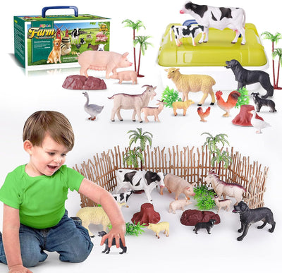 Farm Animals Toys 35 PCS, for Toddlers 3 Years Old Boys and Girls Realistic Animal Figures Playsets Toys 3~8 Birthday Gift for Kids Toys