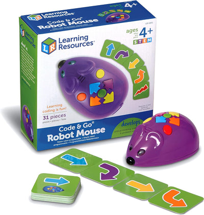 Learning Resources Code & Go Robot Mouse, Educational Learning Resources STEM Toys, 31 Pieces, Ages 4+, Screen-Free Coding Toys for Kids