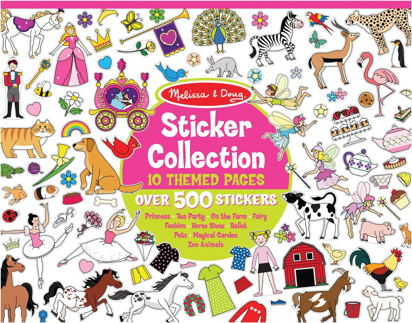 Sticker Collection Book, Princesses, Tea Party, Animals, and More, 500+ Stickers, FSC Certified