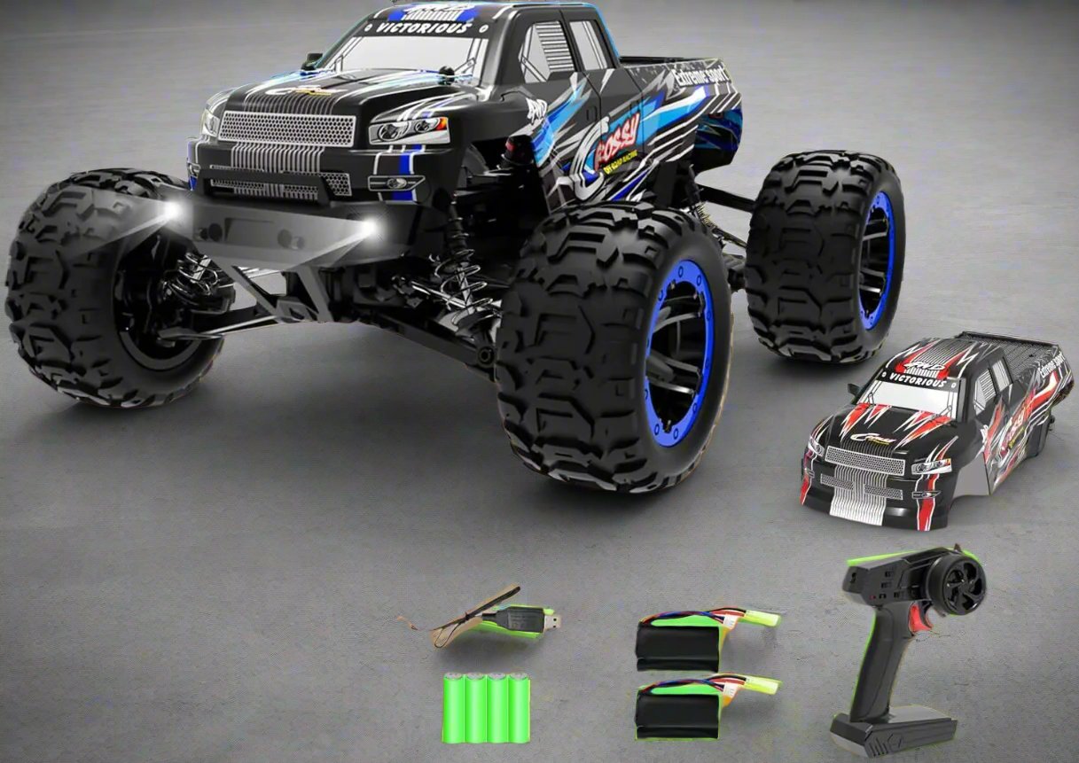 RC Truck Cars, 1:16 Scale All Terrain Monster Truck, 40KPH High Speed Remote Control Cars, 30MPH 4WD Off Road Monster Truck, 2.4Ghz Radio Control, 2 Rechargeable Batteries, 40+ Min Play, Gift for Boys Adults - Toyigo