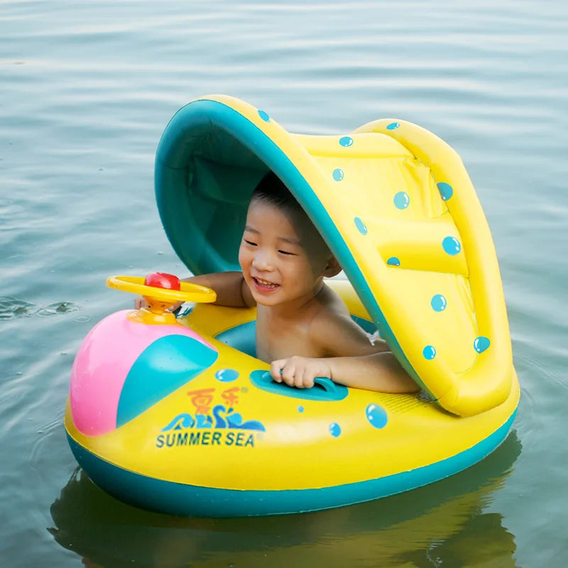 Baby Swimming Float, Infant Pool Swimming Boat, Baby Pool Toy, Inflatable Floating Ring for Kids, Infant Floating Pool, Baby And Mother Swim Trainer Toy Kids 1-6Y - Toyigo