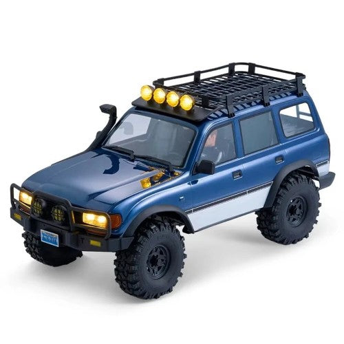 1/10 2.4G 4WD Brushless RC Car for TOYOTA Land Cruiser LC80 RS | Remote Controlled Locking Differentials, Two Speed Portal Axles, LED Light | Vehicles Models Toys - Blue