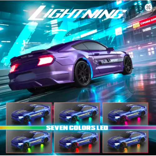 2.4G 4WD High-Speed Remote Control Racing Car with LED Lights, Full-Scale RTR Mini Drifting Vehicle for Kids & Boys