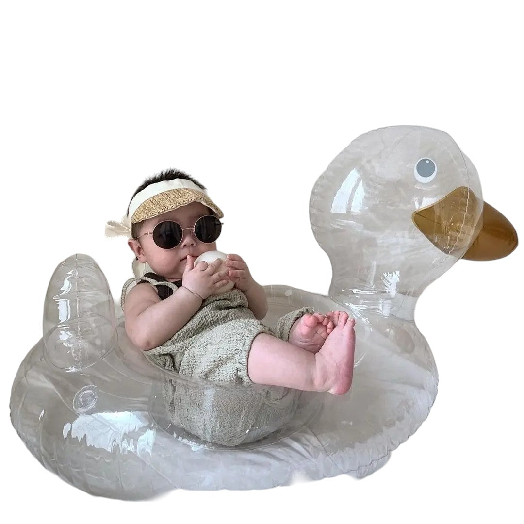 Baby Pool Float, Transparent Duck swmming Seat, Inflatable Swimming Ring Trainer, Bathtub Toy for Baby, Transparent Duck Swimming Ring, Swim Circle Floating Duck Seat Pool Toys - Toyigo