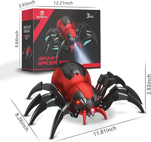 Remote Control Spider Toys with Spray/Light/Music, Christmas Birthday Halloween Easter Toys for Kids, Gifts for 6 7 8 9 10 11 12 Year Old Boys Girls - Toyigo