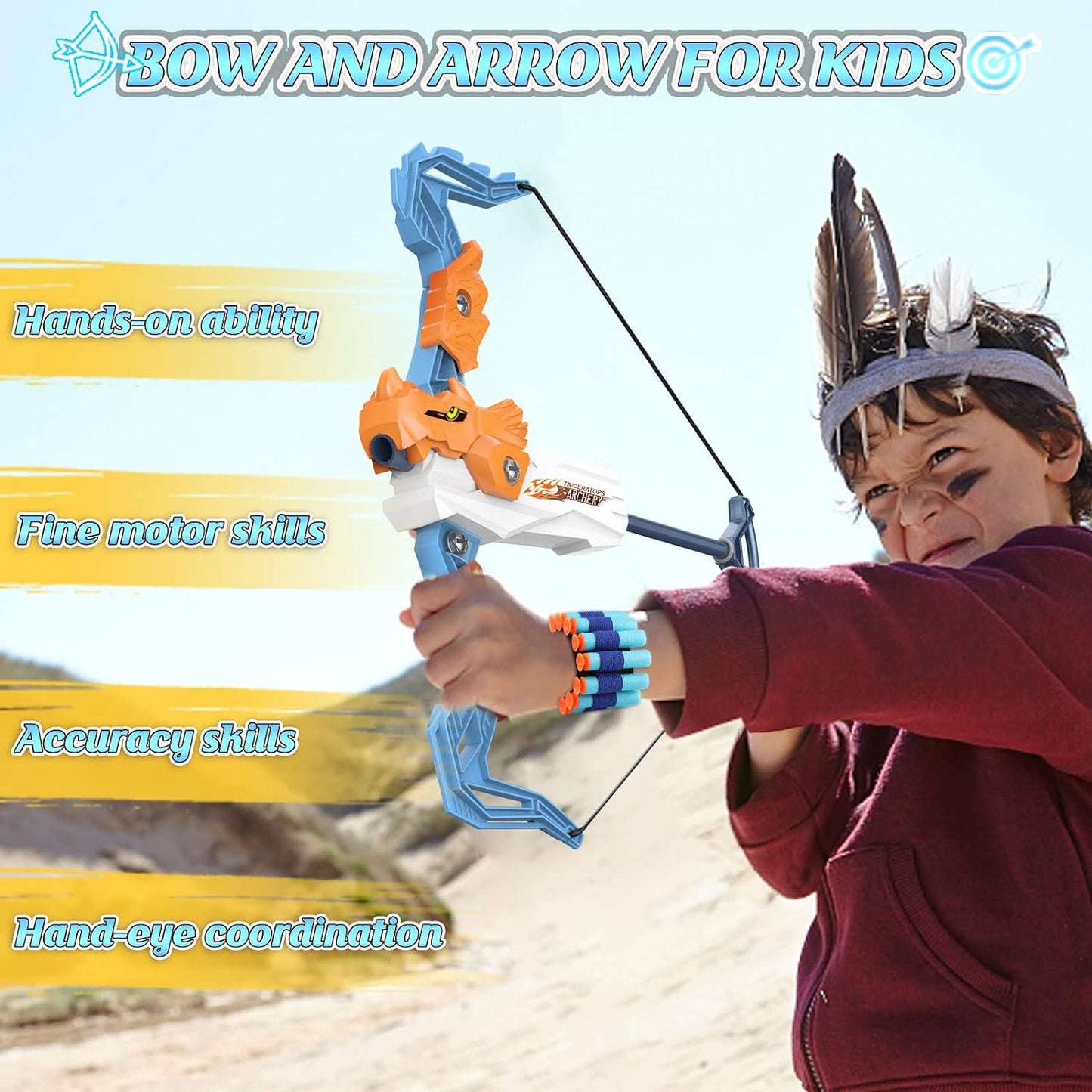 Bow and Arrow for Kids Toys, Archery Set with 20 Suction Cup Arrows, Gifts for Boys Girls Toddler Age 4 5 6 7 8 Year Old