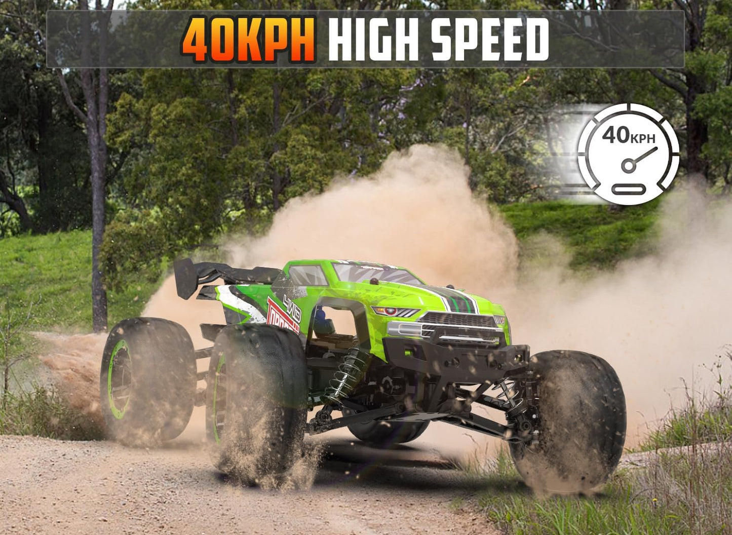 RC Truck Cars, 1:16 Scale All Terrain Monster Truck, 40KPH High Speed Remote Control Cars, 30MPH 4WD Off Road Monster Truck, 2.4Ghz Radio Control, 2 Rechargeable Batteries, 40+ Min Play, Gift for Boys Adults - Toyigo