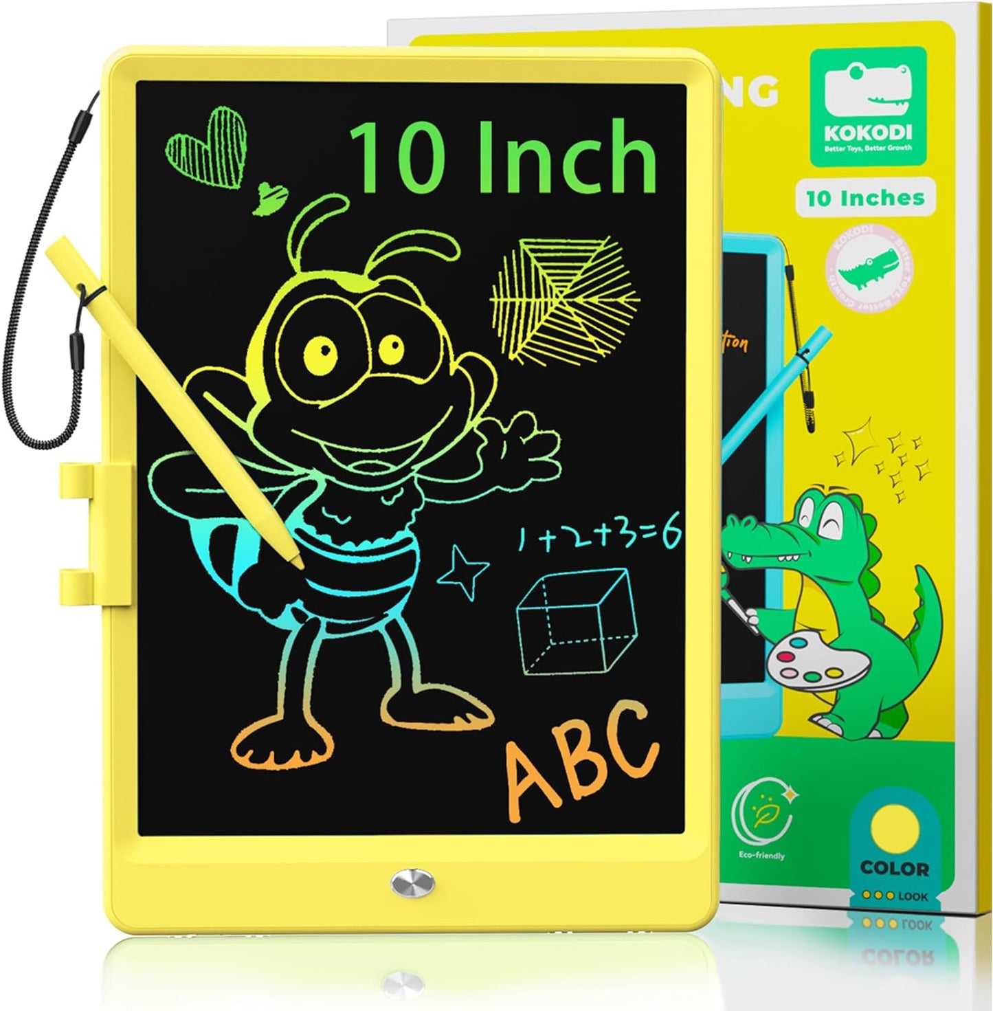 LCD Writing Tablet, Erasable Reusable Electronic Drawing Pads, 10 Inch Colorful Toddler Doodle Board Drawing Tablet, Educational and Learning Toy for 3-6 Years Old Boy and Girls - Toyigo