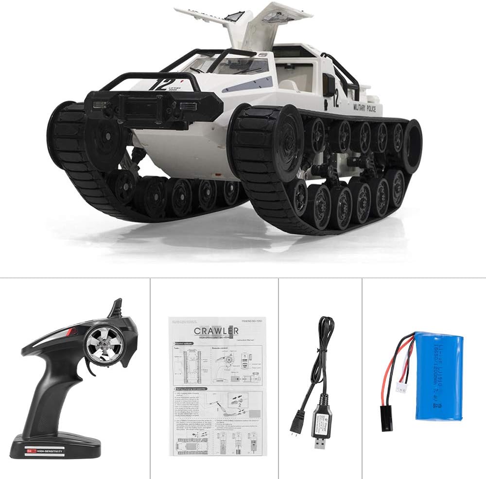 RC Tank Car, 1/12 Scale Remote Control Tank, 2.4GHz RC Tank for Kids, Remote Control Rechargeable Tank, 360ø Rotating Vehicle, Gifts for Boys Girls Teens - Toyigo