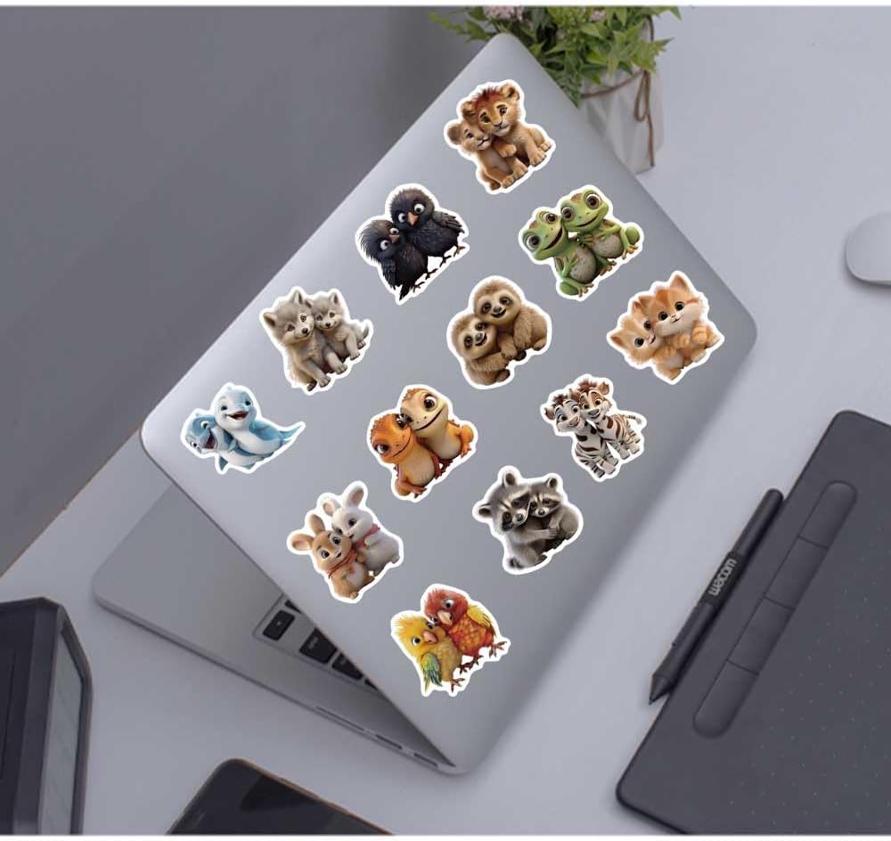 Cute Animal Stickers, Zoo Animals Stickers, Realistic Animals Decal for Kids Teens, 50Pcs Vinyl Waterproof Sticker for Water Bottles, Laptop