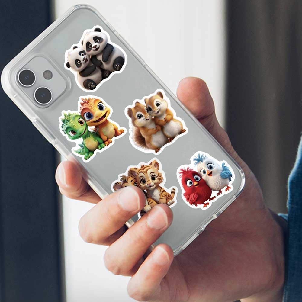 Cute Animal Stickers, Zoo Animals Stickers, Realistic Animals Decal for Kids Teens, 50Pcs Vinyl Waterproof Sticker for Water Bottles, Laptop