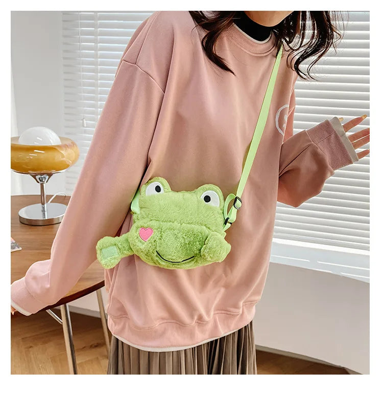 Cute Bunny Crossbody Bag, Cartoon Plush Frog Backpack, Kawaii Fluffy Plush Frog  Lovely Lolita Girl Handbag for kids Teenagers Wallets Bunny Backpack - Toyigo