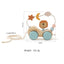 Children's Wooden Early Education Trolley - Multifunctional Lion Animal Bead Pull Rope Car, Manual Brain Development Toy