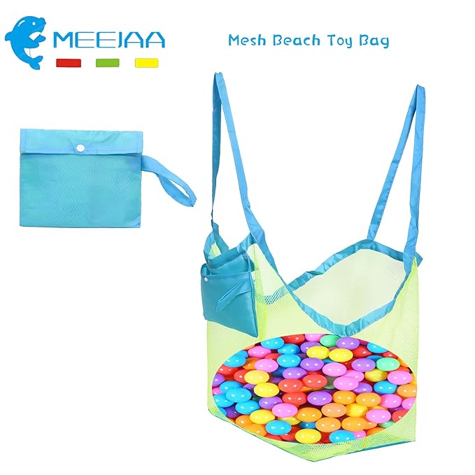 Mesh Beach Bag,  Beach Toy Tote Bag, Children's Toy Storage Bag, Protable Mesh Bag Kids Bath Toys, Storage Bags,  Swimming Large Beach Bag, Shells, Clothes and Towels When Playing on The Beach - Toyigo