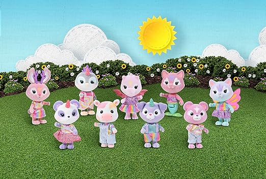 Rainbow Ridge Pals ? 9 Miniature Flocked Dolls, Small Fantasy Collectible Figures, Pretend Play Toys for Kids