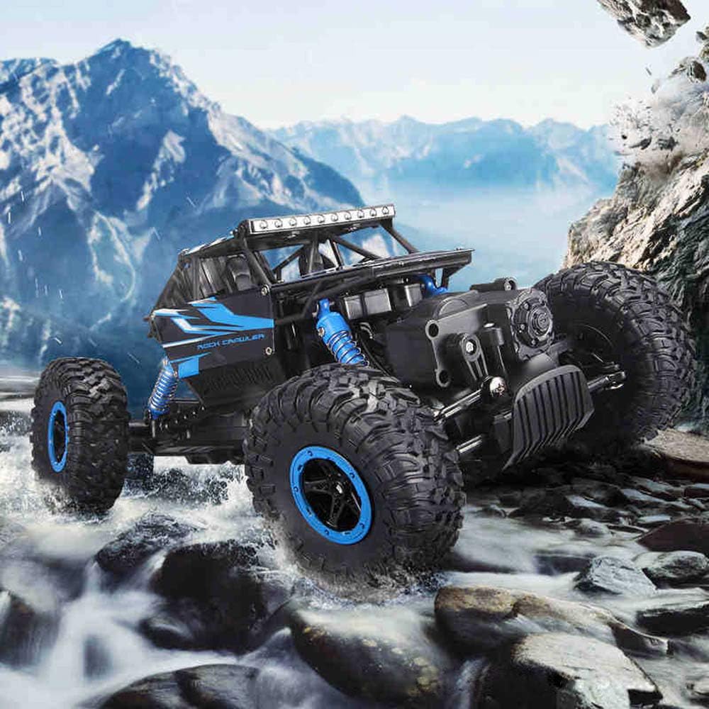 Remote Control Car, 2.4Ghz 4WD All Terrain RC,  Rock Crawler Monster Truck With 2 Batteries, Remote Control Car for Kids Boys, Blue - Toyigo