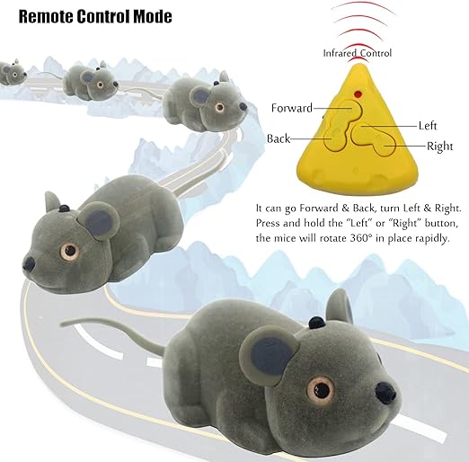 Cute RC Mice Remote Control Rat Animal Toy Electric Car Vehicle for Pet Cat Dog Realistic Kids Birthday Gifts