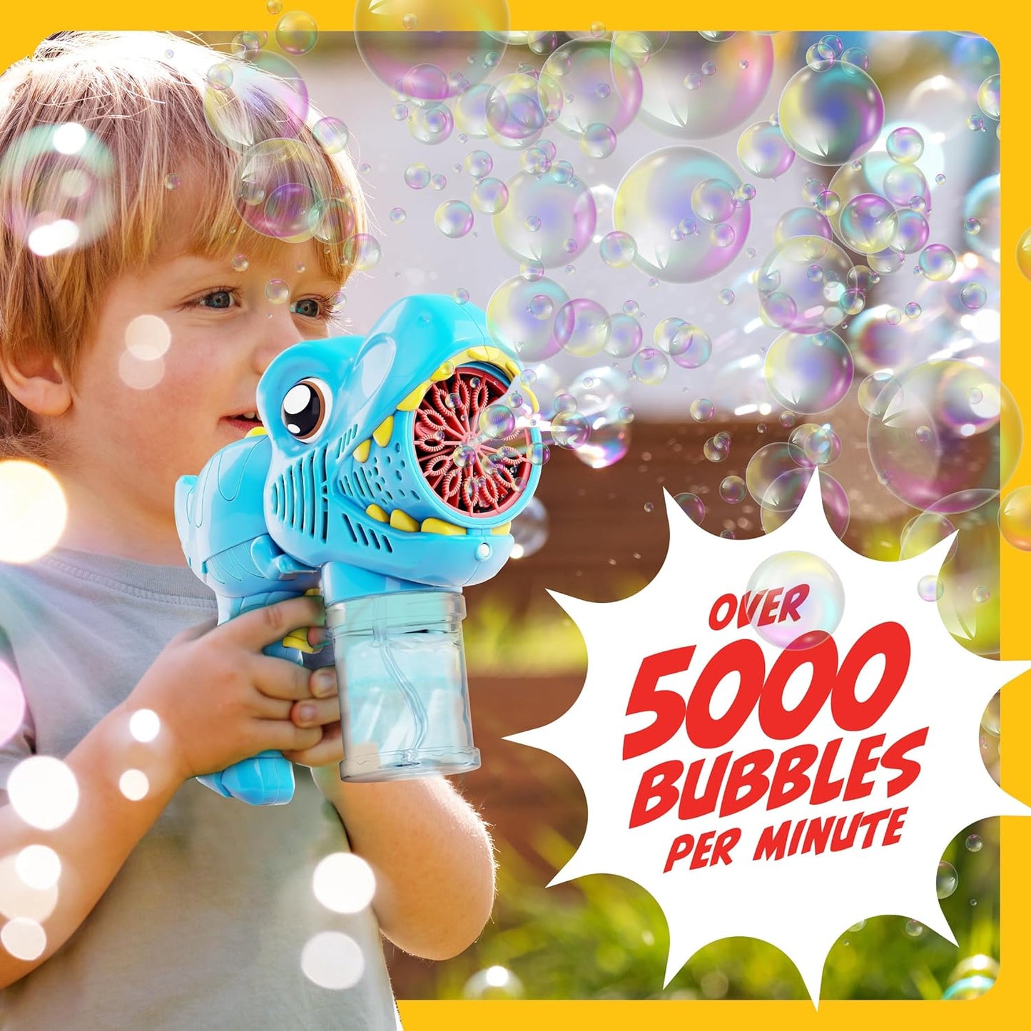 2 Pack Dino Bubble Guns for Kids, Bubbles Gun, Blaster, Blower, Maker, Machine for Boys & Girls, Cool Outdoor Dinosaur Toys for Toddlers, Birthday Gifts for Ages 3 4 5 6 7 8 Year Old Kid Toy