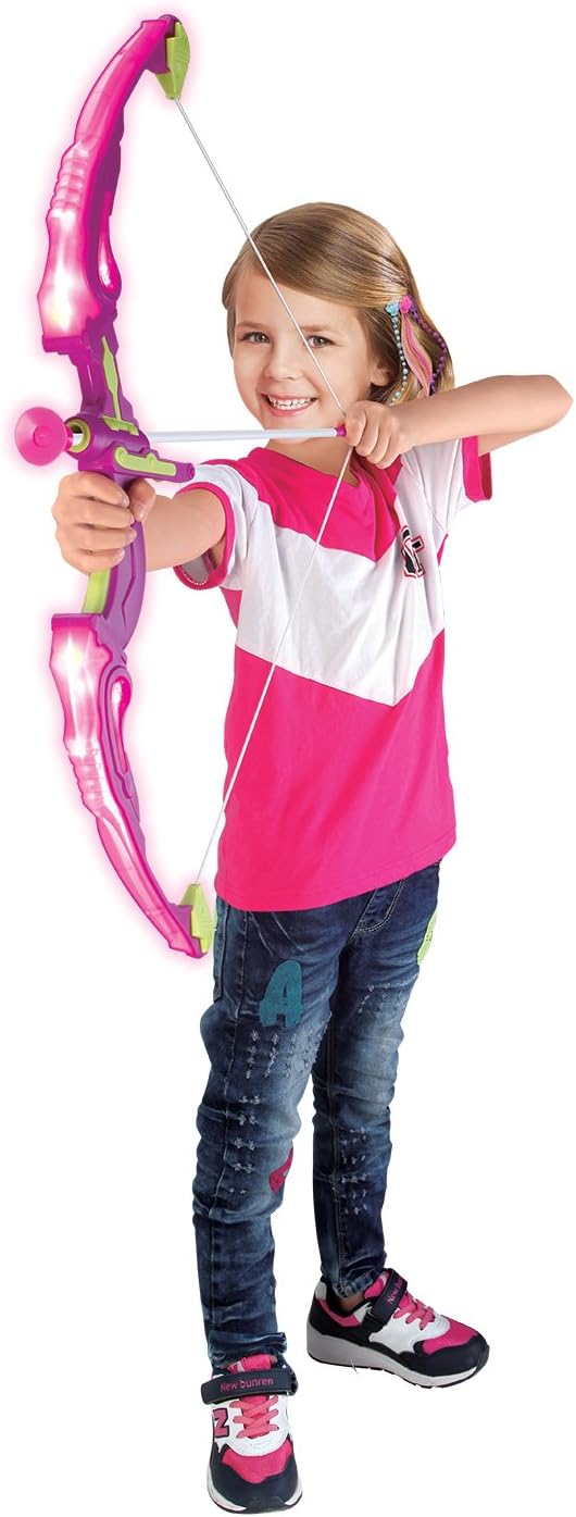 Kids Bow & Arrow Toy, Princess Basic Archery Set Outdoor Hunting Game with 3 Suction Cup Arrows, Target & Quiver, Pink,includes 1 x luminous bow