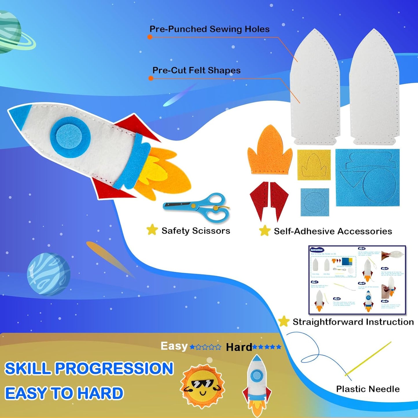 Space Sewing Kit Solar System, DIY Activity Explore Solar System for Kids, Science Activities Educational Gifts for Boys Girl