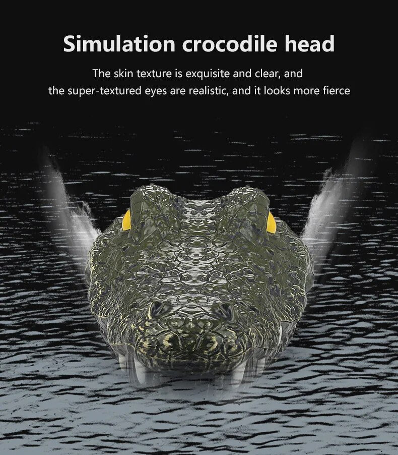 Remote Control Crocodile Head, 2.4G Simulation Animal Waterproof Remote Control Alligator Electric Summer Water Pool Toys, High Simulation Alligator Head RC Boats Prank - Toyigo