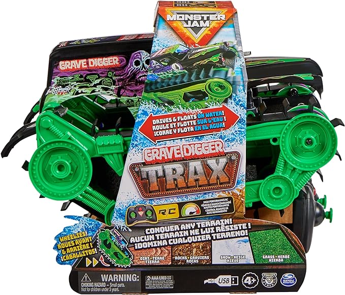 RC Outdoor Vehicle, Monster Jam, Official Grave Digger Tax All-Terrain Remote Control Outdoor Vehicle, 1:15 Scale, Kids Toys - Toyigo