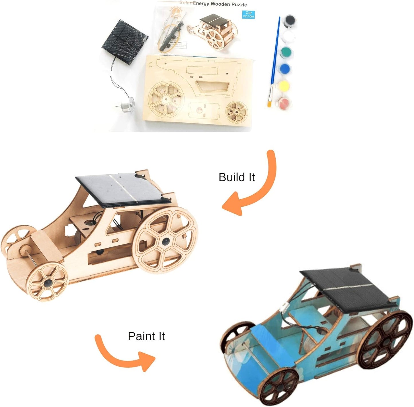 Wooden Solar Model Cars to Build, Educational Science Kits for Kids Age 12-14, Gifts for 10+ Year Old Boys Girls, Science Experiments for Kids 9-12 Engineering Toys Robotics STEM Kit