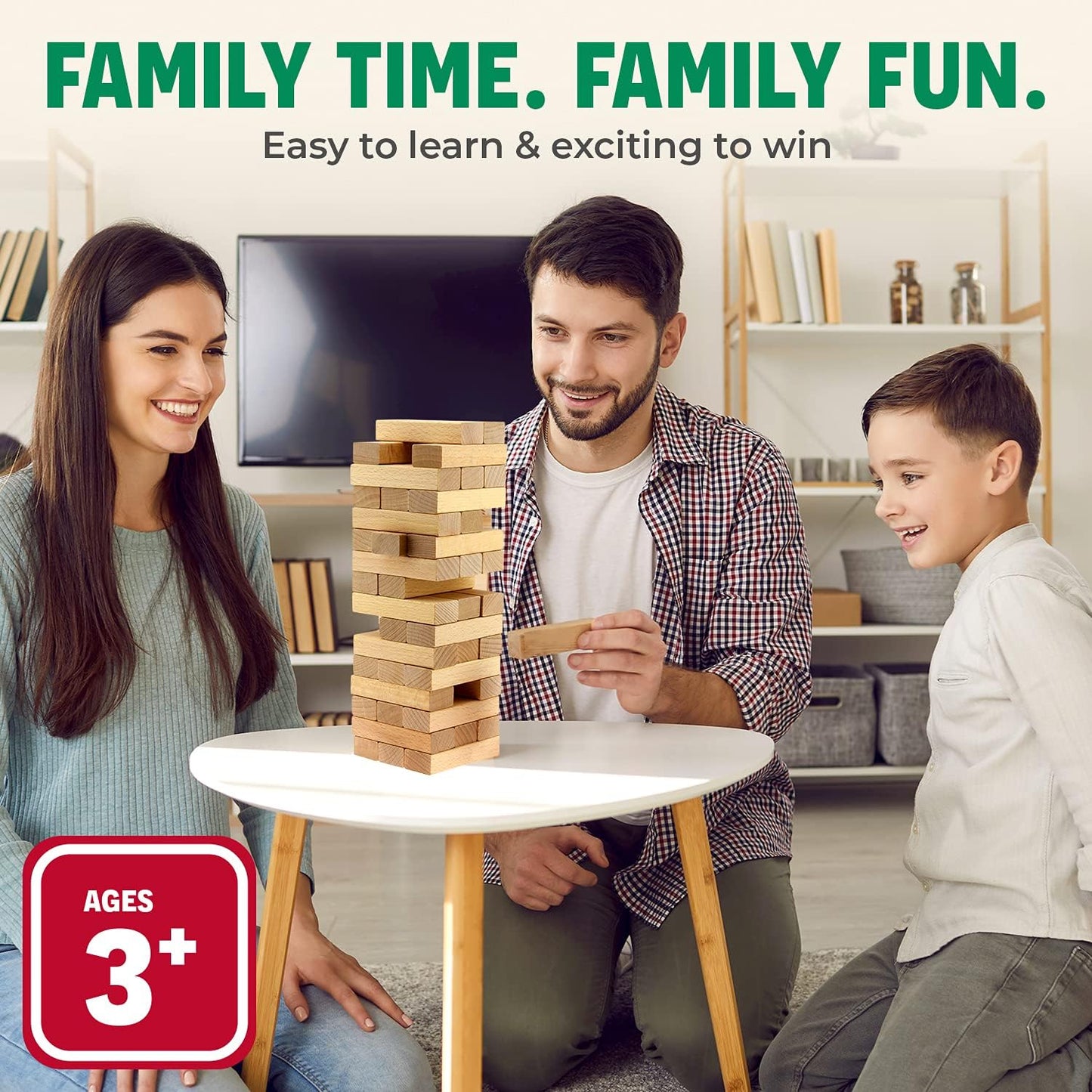 Timber Tower Wood Blocks, Wood Block Stacking Game,Original Edition Family Game Classic Stacking for Toys (48 Pieces)