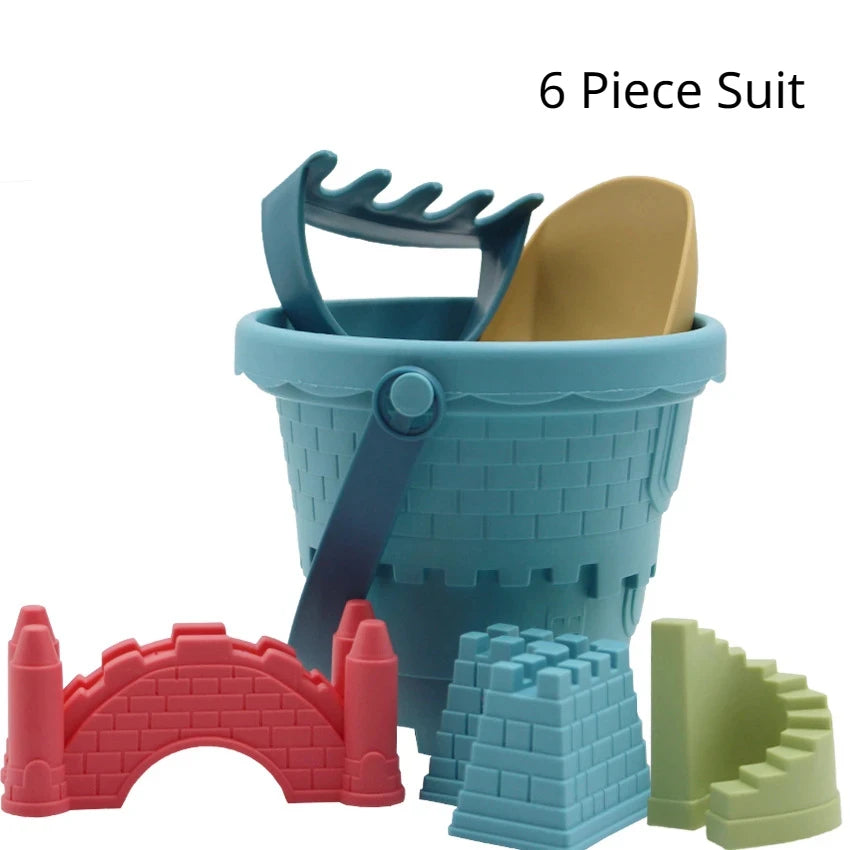 6Pcs Beach Toys, Castle Sand Digging Sets,  Sand Scoop Summer Toys, Beach Toys Sand Box, Children's Castle Sand Toys, Kids Outdoor Baby Educational Interactive Gift Sets - Toyigo