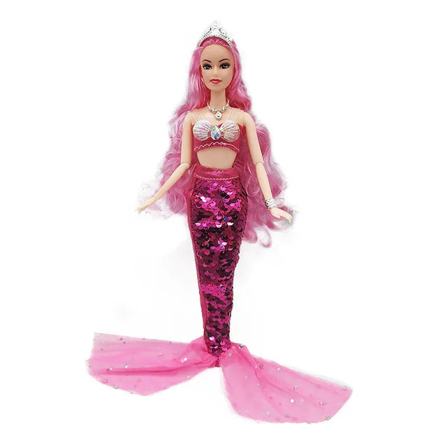 Mermaid 11.5 Inches Girl Dolls, Girl Princess Dolls, Handmade Mermaid Tail Doll Clothes, 30cm Height Doll with Sequin Skirt - Toyigo