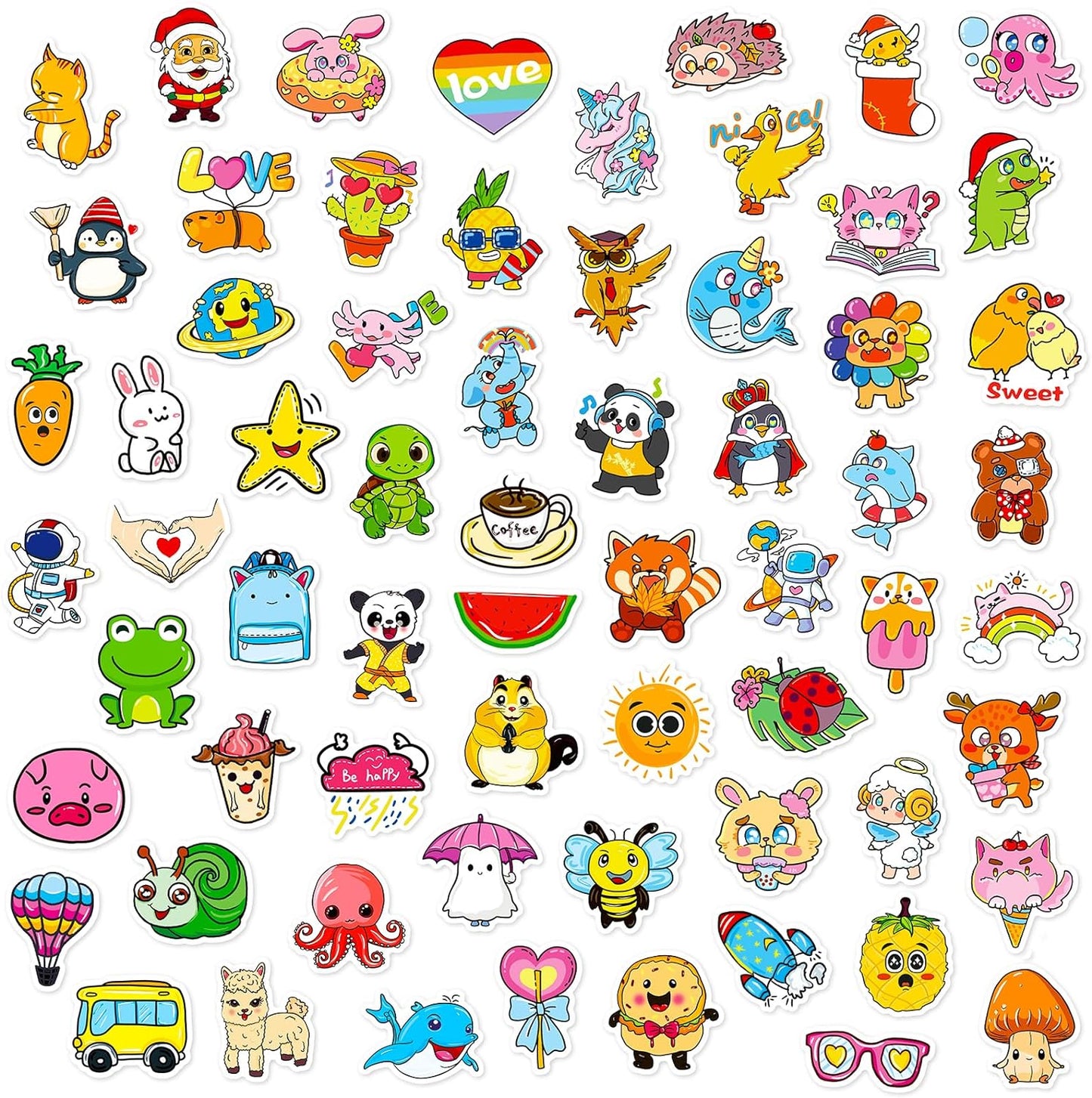 100 PCS Stickers for Kids, Cute Water Bottle Stickers, Waterproof Vinyl Stickers for Water Bottle Laptop Notebook, Kawaii Animal Stickers for Teens Girls Boys Students (Big Sticker Packs)