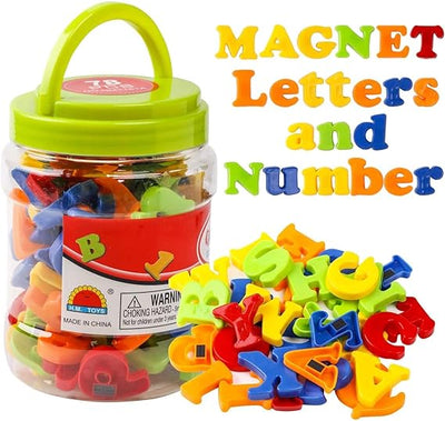 Magnetic Letters Numbers Alphabet ABC Colorful 123 Refrigerator Fridge Magnets for Vocabulary Educational Toy Set Preschool Learning Spelling Counting Game Uppercase Lowercase for Kids Age 3+