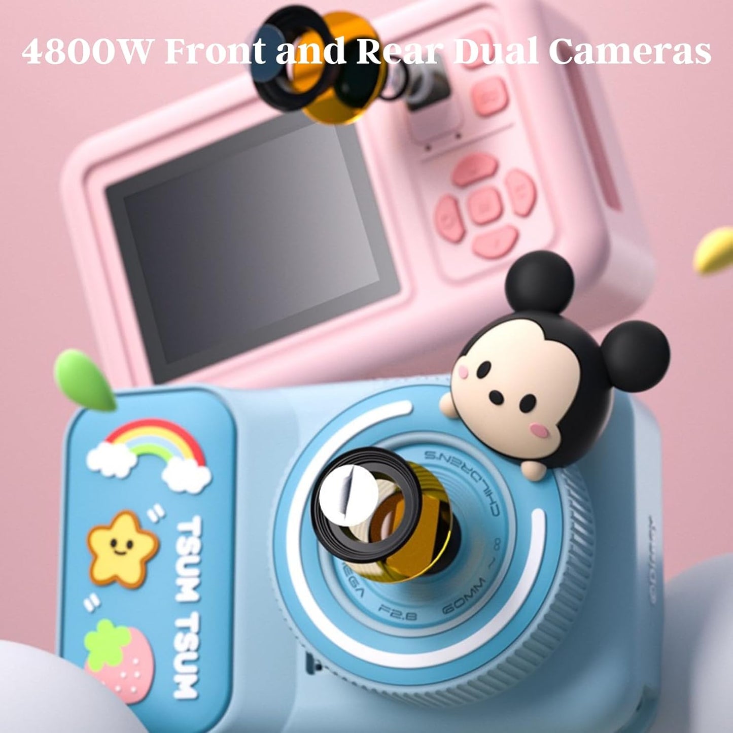 Cute Cartoon Camera for Kids, Anime Mouse Selfie Toy with 32GB Storage, Perfect for Birthdays and Children's Day