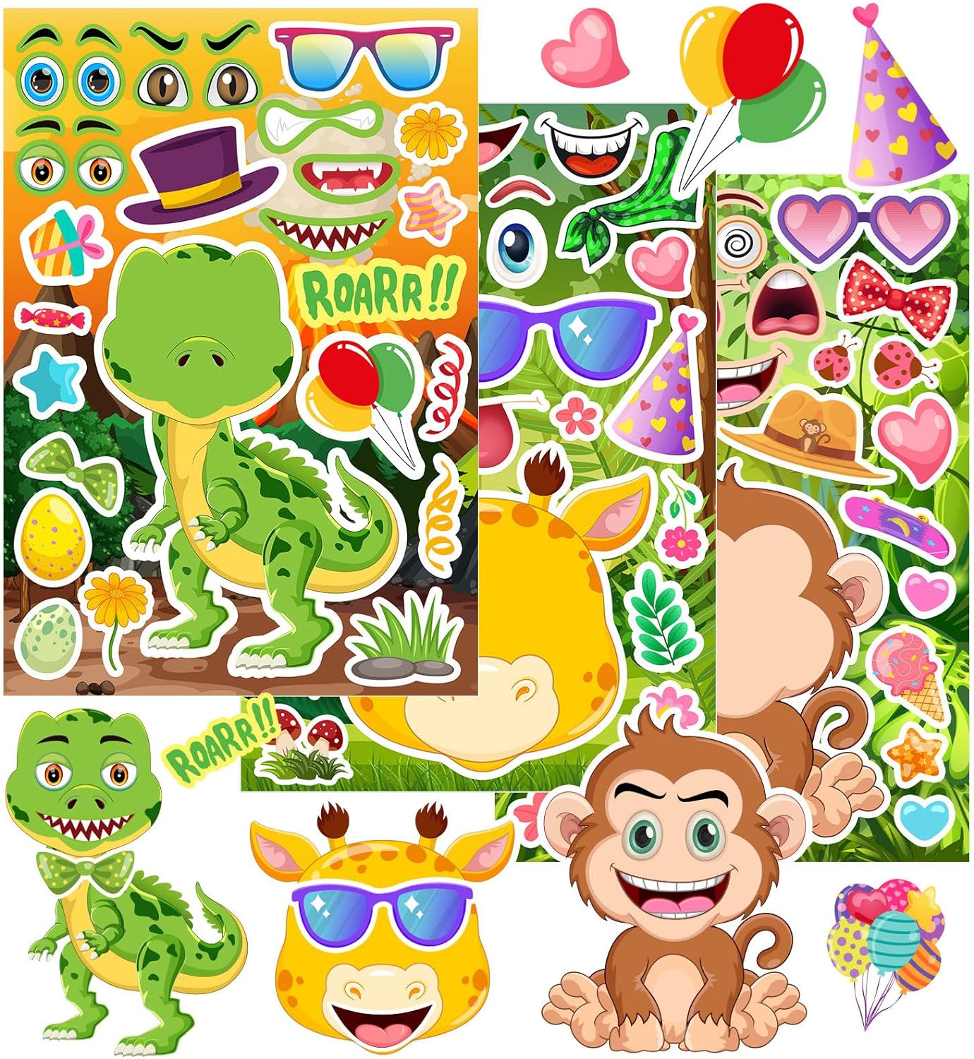 27 Sheets Make a Face Stickers, Make Your Own Stickers for Kids, Funny Animal Face Stickers, Party Favors for Kids