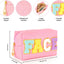 3 Pcs Preppy Makeup Bag, Travel Cosmetic Bag, PU Leather Waterproof Toiletry Bag, Cute Pouch for Teen Girls & Women